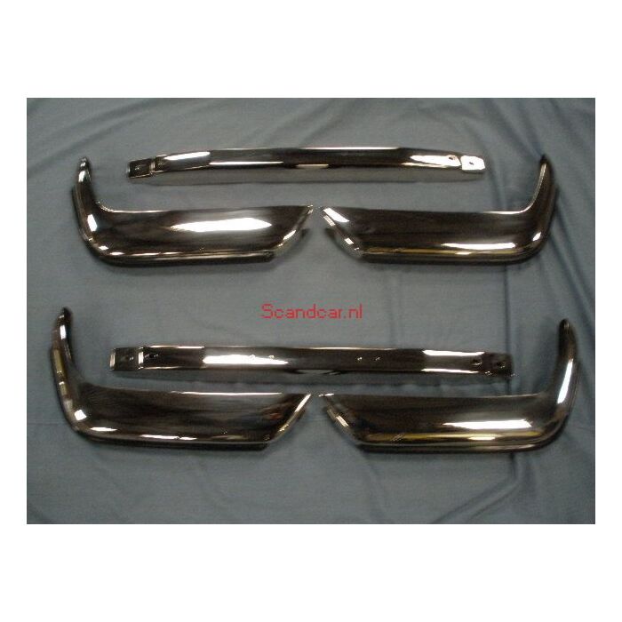 Bumper P1800S+E+ES achter complete set achter (3dln) RVS incl rubbers