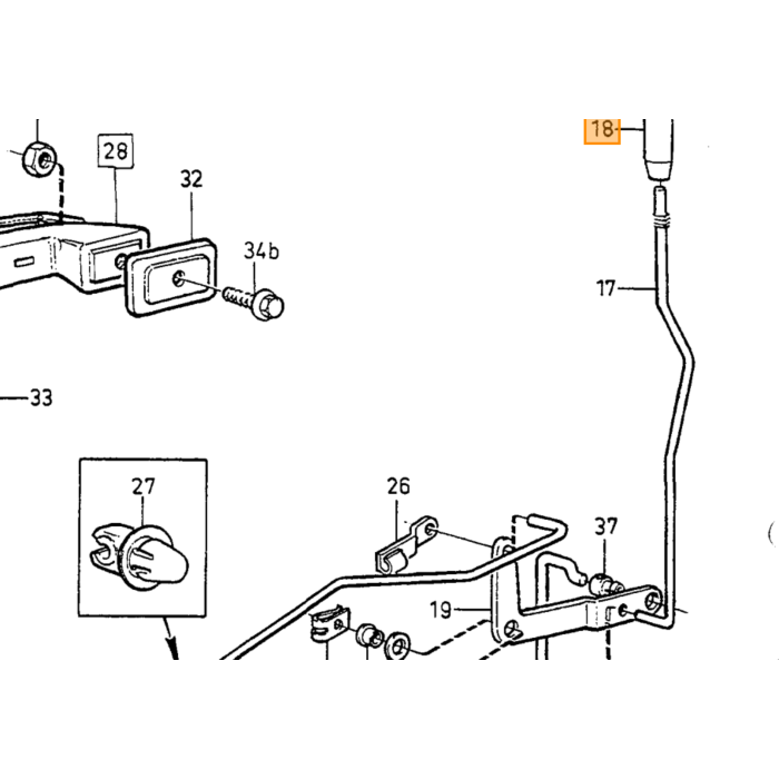 Volvo klemme rudemekanisme 240 260 740 760 780 940 940 SE 960 S90 V90 motorhjelm 240 låsning Volvo varenummer 6848221