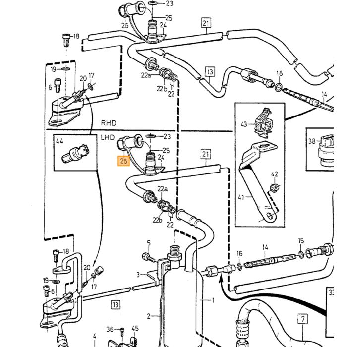 Volvo Ventil Aircondition Volvo 240 - 850 - 940 - C30 - S40 - C70 - S70 - V70 - XC70 - S80 - XC90 påfyldning Volvo varenummer 6849305