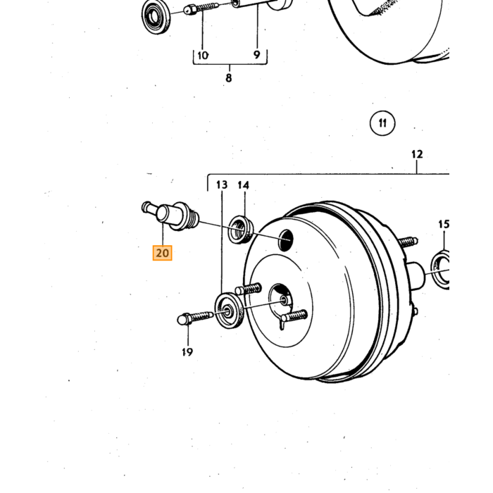 Volvo Bremseforstærker vakuumkontraventil 140+240+260 -1978 (1212405) 24,5 mm diam. Volvo varenummer 687495