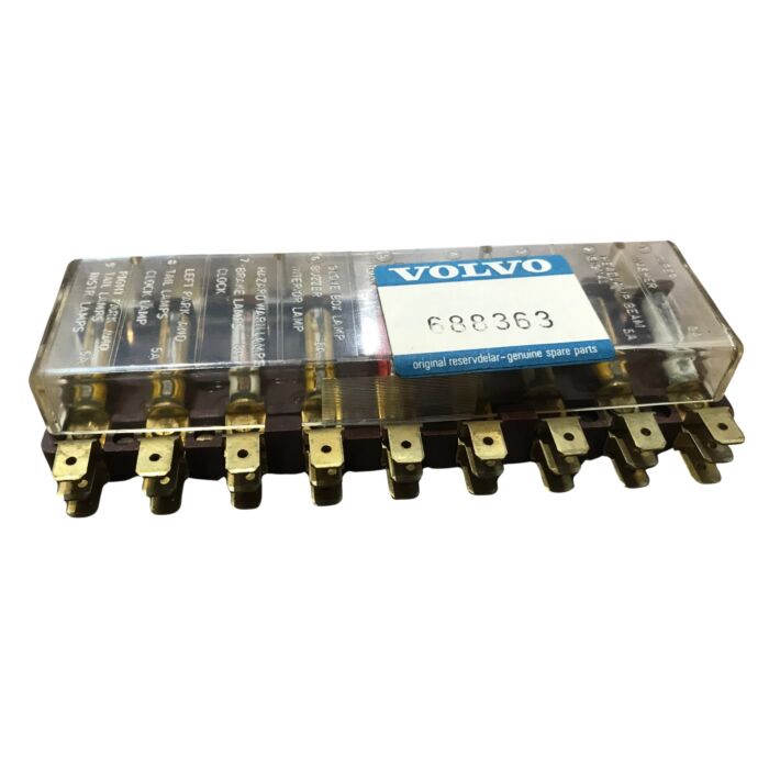 Volvo Sikringsboks 140-serie 142 ch 178960+ 144 ch 194140+ 145 ch 61600+ 164 se ch med dæksel NOS Volvo varenummer 688363