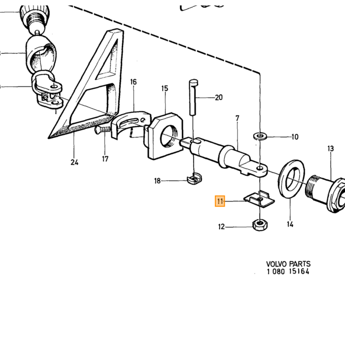 Volvo Gummi kofanger 140+164 holder til forreste V+H Volvo varenummer 688548