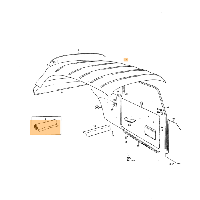 Volvo Polstring Amazon 2 dørs dørpanel Højre rød 420-532 se 691823 SÆT Volvo varenummer 691824