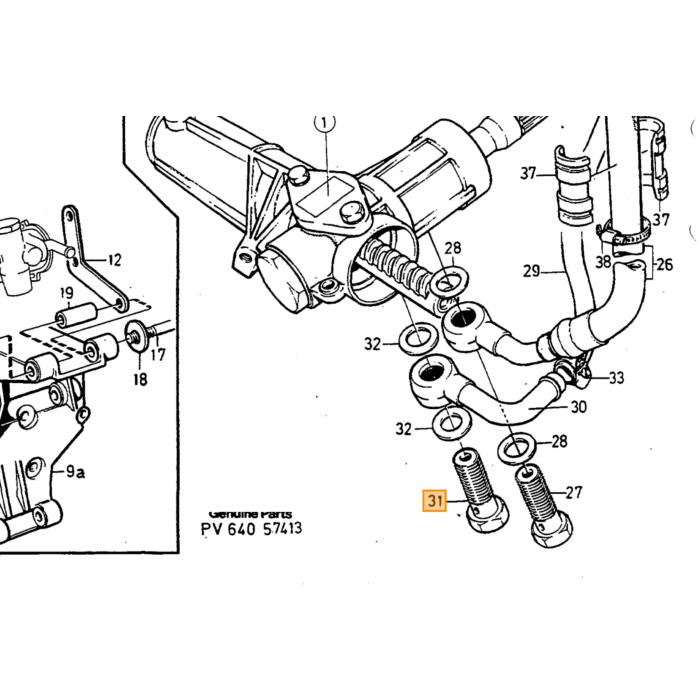 Volvo Splitbolt styrehus amazon p1800 240 140 164 Volvo varenummer 907819