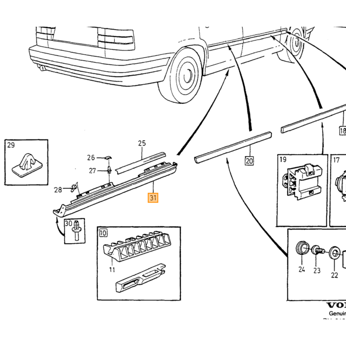 Volvo smudsbeskyttelsesliste venstre Volvo varenummer 9133785