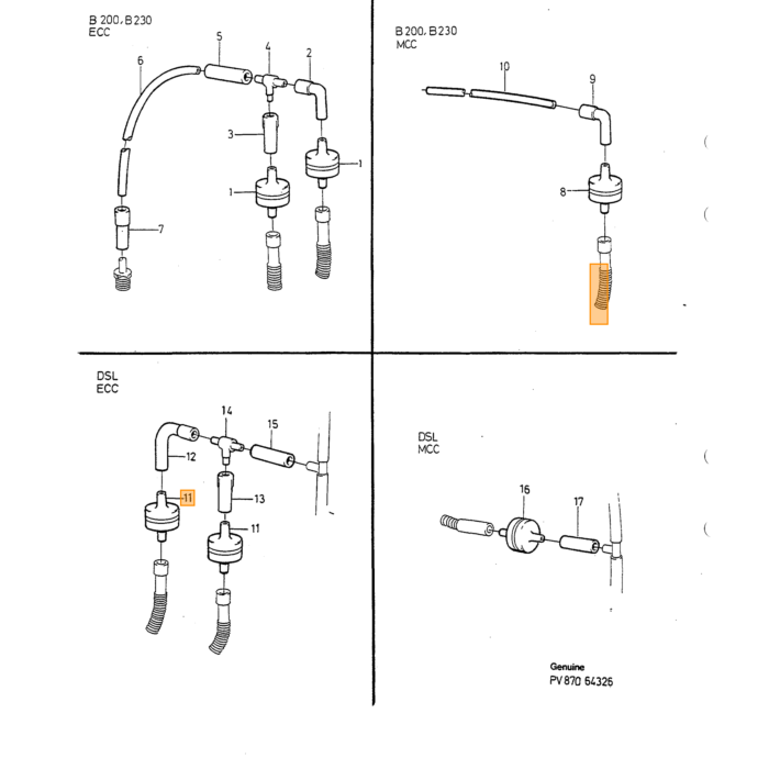 Volvo Vakuumkontraventil ECC-system Volvo 940 960 960n 95- S90 -98 V90 -98 Kontraventil Volvo varenummer 9134341