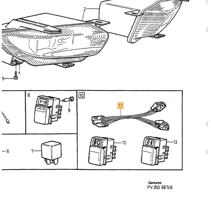Volvo Lampe forlygtekontakt rækkeviddejustering 850 940 960 C70 (-2005) S70 V70 (-2000 Volvo varenummer 9148906