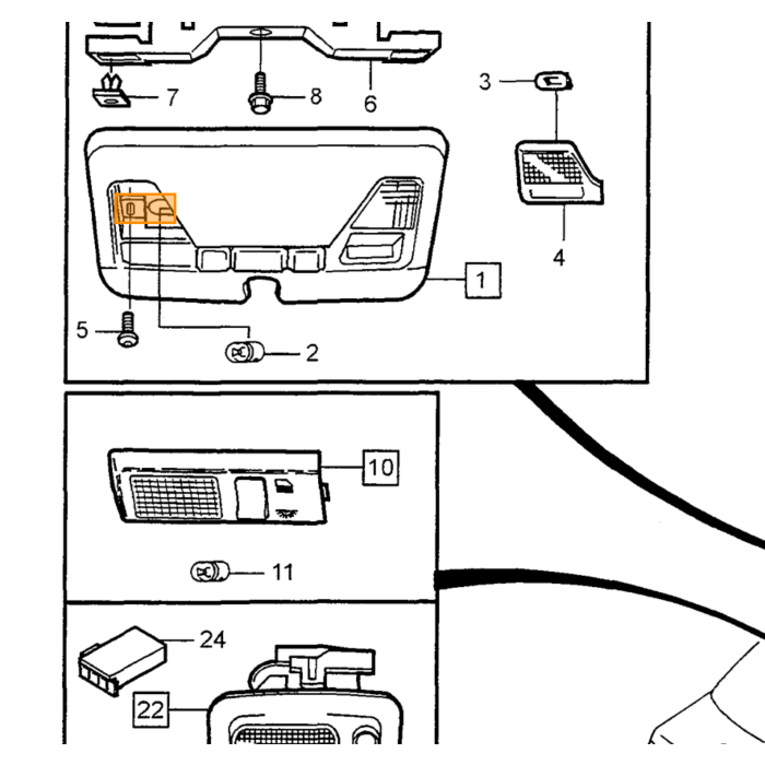 Volvo Dørbelysning Advarselslampe Volvo C70 S70 V70 XC70 1996-2000 Dørlampe Volvo varenummer 9151343