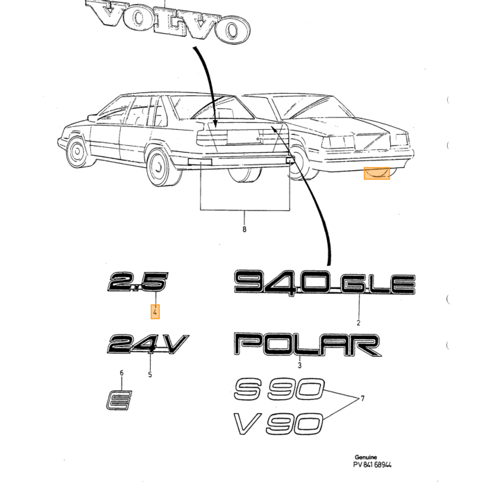 Volvo Emblem Volvo typeVolvo 850Volvo 940 : Volvo varenr. 9151360