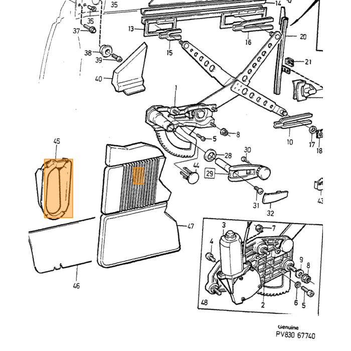 Volvo-guide Beklædningsliste siderude højre Volvo 740 760 940 940SE 960 S90 V90 Volvo varenummer 9152003