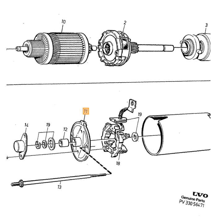 Volvo Startmotor 1,7kW Volvo 850 - 960 - S90 - V90 - S80 Volvo varenr. 9162400