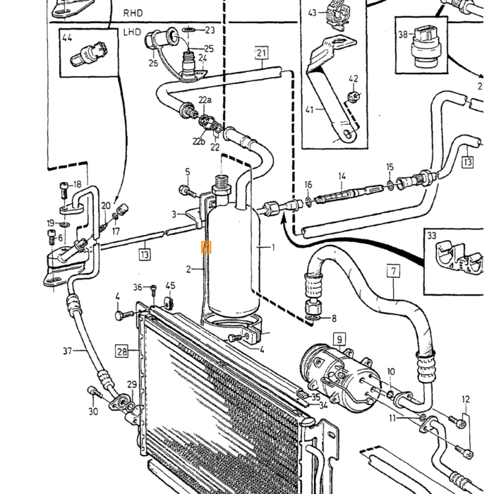 Volvo Aircondition Tørretumbler Kondensator Volvo 850 - S70 - V70 Volvo varenummer 9187629