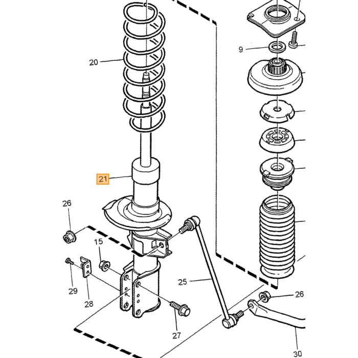 Volvo Bilstein B4 Støddæmper/ Fjederben For Volvo 850 - V70 - S70 - C70 1992-2005 Volvo varenr. 9191419