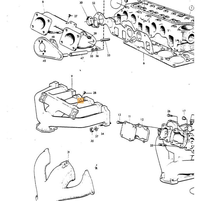 Volvo Fjederringsmanifold 5/16 manifold stk B18 B20 Volvo varenummer 941907