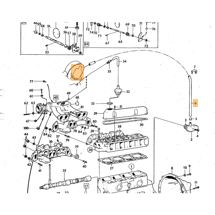 Volvo Slange krumtaphusventilation til luftfilter B18+B20+B30 Amazon+P1800+140 240 B19+B21 (978248) pr. meter Volvo varenummer 942390
