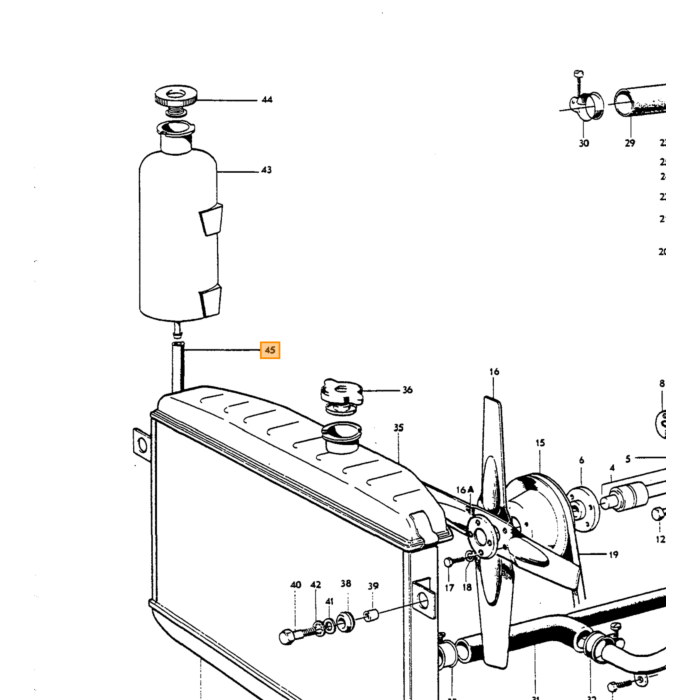 Volvo Slange køler til ekspansionstank 87,5mm Amazon+P1800+140+164+240+260+740+940+960+V90+S90 981376 Volvo varenummer 942700
