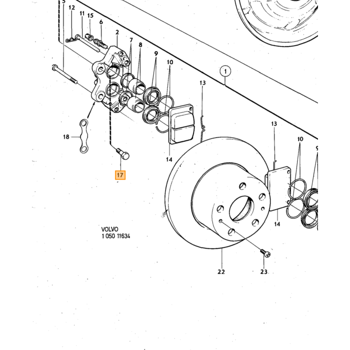 Volvo Bolt bremsekaliber Amazon B20+140+164 til unf 1/2-20 X 1-1/4 tommer 32mm Volvo varenummer 943506