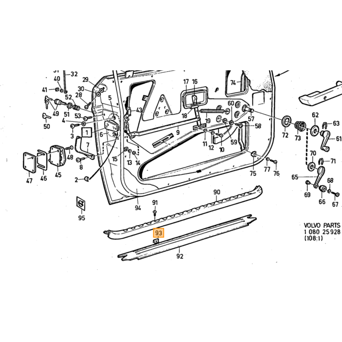 Volvo Klemme karmliste fastgørelse 164+140 indvendig Volvo varenummer 944148