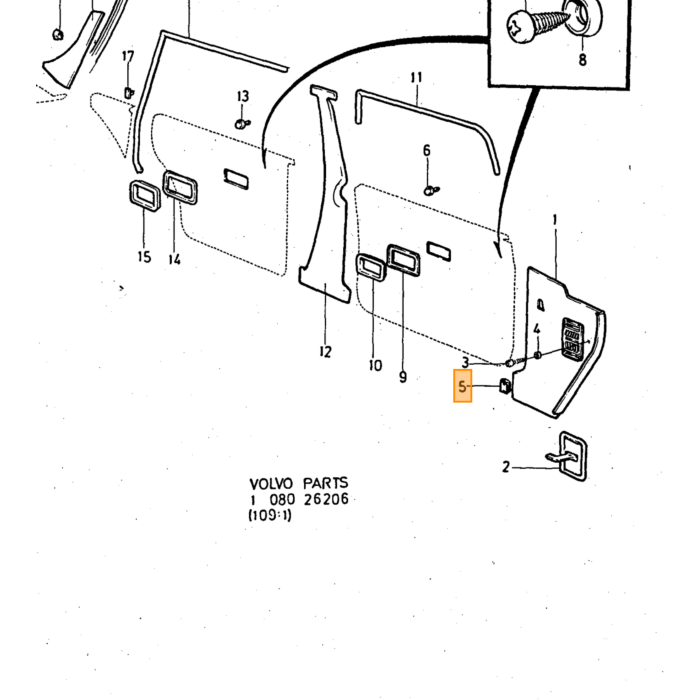 Volvo Klemmeklemme metal til plastik interiørdel 140+164 240 260 740 760 780 850 940 960 s90 v90 Volvo varenummer 944385