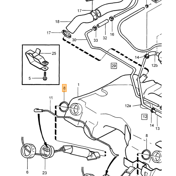 Volvo Tætningsring Brændstofpumpe og Brændstofniveauføler AWD Volvo 850 - S70 - V70 - XC70 Volvo varenummer 9447179