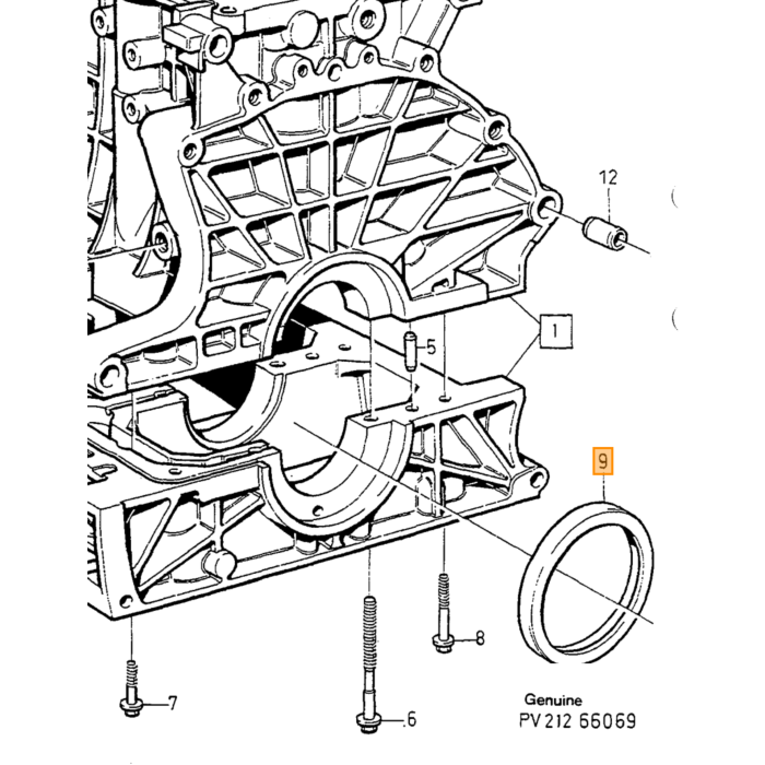 Volvo Krumtapakselpakning bag gearkasse side S80 V90 S40 C70 S60 850 S90 V70 Xc90 V50 S70 960 Xc70 OEM ref. 6842092 6842274 9458178 31339213 Volvo varenummer 9458178