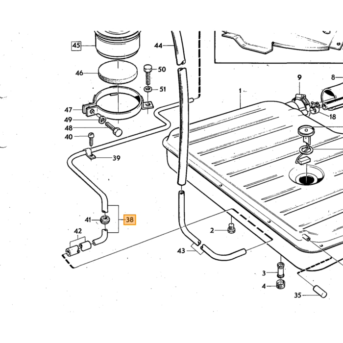 Volvo Nippel til brændstoffilter 1266229 240 260 740 940 960 S90 V90. Volvo varenummer 946239