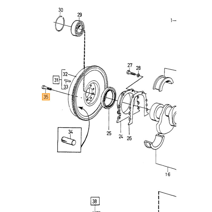 Volvo Bolt starterring svinghjul B20-B30 8 huller + B21 + B19 + B23 osv. M10 x 25 12.9 original Volvo varenummer 946379