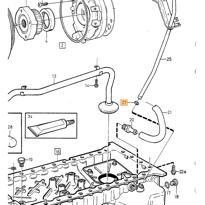 Volvo Gummiring oliepind B19+B21+B23+B230+B200 e gummiluftjusteringsskrue 240+740 karburatorversion Volvo varenummer 947114