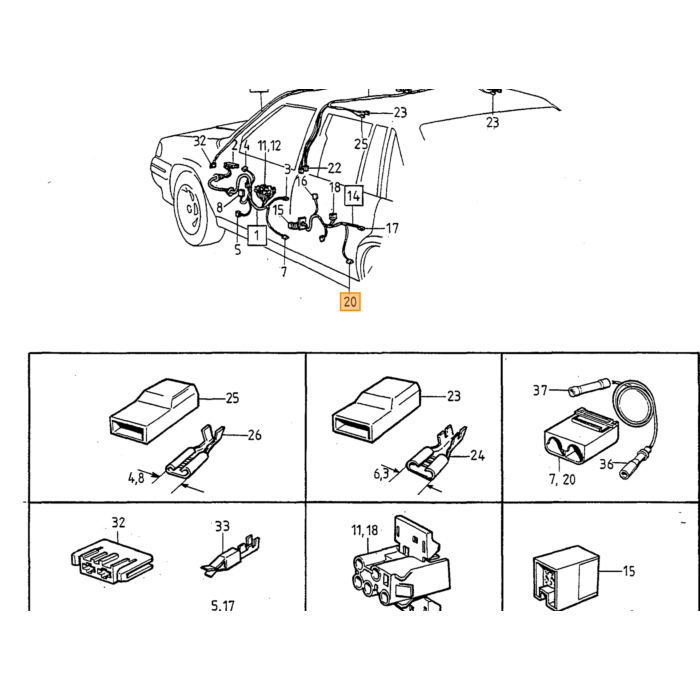 Volvo Kontakthus 1-benet Volvo 240 - 260 - 740 - 760 - 780 - 940 - 960 - S90 - V90 Volvo varenummer 949584