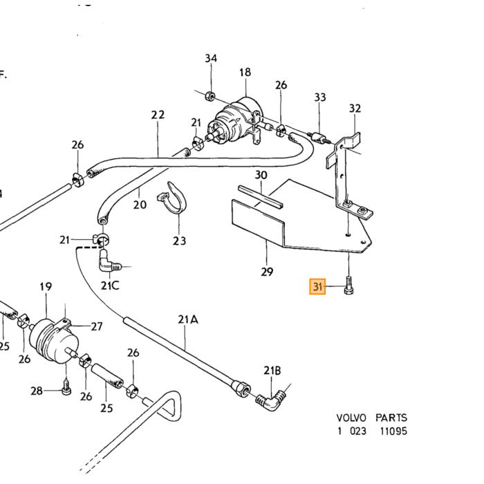 Volvo Skrue UNC 1/4-20x3/8 tommer (9 mm) URX Volvo varenummer 950044