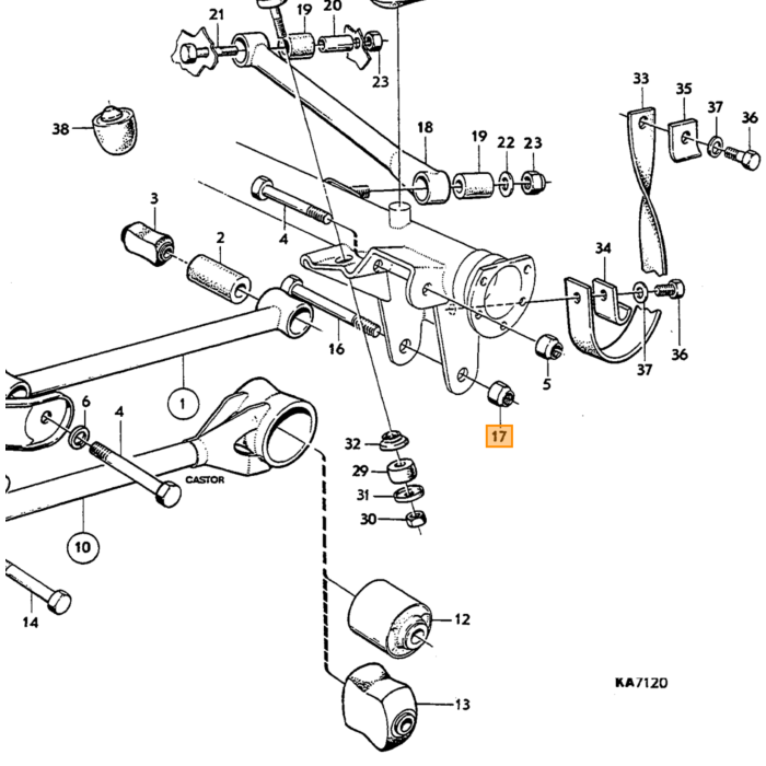 Volvo Møtrik UNF 9/16 X 18.3 nylock til 943659 bagaksel 140 Volvo varenummer 950377