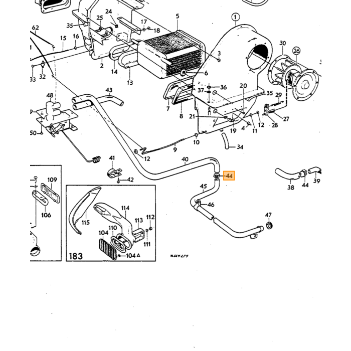 Volvo Slangeklemme varmeslange P1800+Amazon+PV544 + se KLEMME 15-24 Volvo varenummer 951789