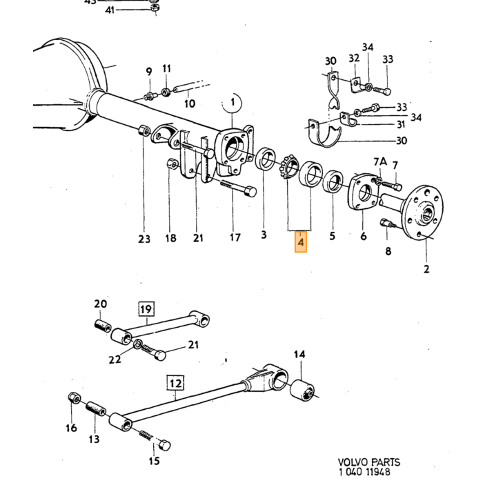 Volvo Bolt UNC 7/16 x 57mm lang oa differentiale 240 bagaksel Volvo varenummer 955551