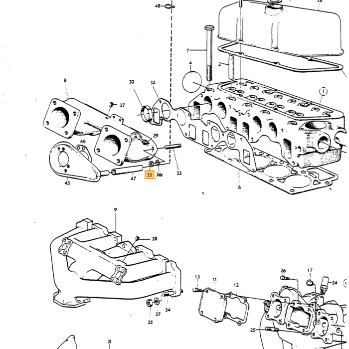 Volvo Møtrik UNC 5/16 inklusive boltmanifold etc. B16 B18 B20 B30 Volvo varenummer 955826