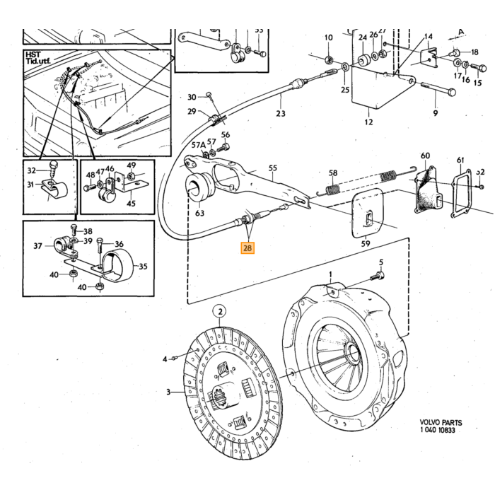 Volvo Møtrik UNF 9/16 13mm 264 B27 servostyring Volvo varenummer 955859