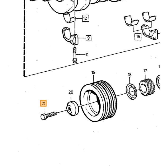 Volvo Krumtapsakselremskive Vibrationsdæmperbolt Benzin B200 B230 M16 79 5mm Remskive (Strækbolt!) Volvo varenummer 963319