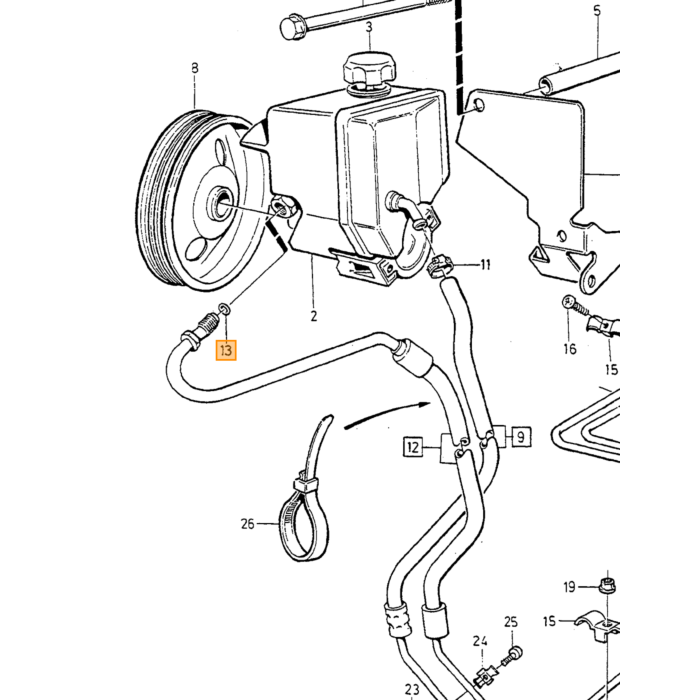 Volvo Ring gummi servostyringsslange pumpe side 240 260 850 960 C70 S40 S60 S70 S80 S90 V40 V70 V90 XC70 Cross Country XC90 højtryksslange til styretøj Volvo varenummer 969092