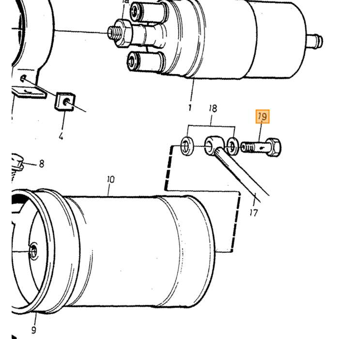 Volvo Banjobot M12x1 5 Volvo flere steder Volvo 200 - 700 - 900 - 850 - V70 - S70 - C70 - XC70 - S60 - S80 - XC90 - XC60 - V60 - S40 - V40 inklusive brændstofpumpe Volvo varenummer 973950