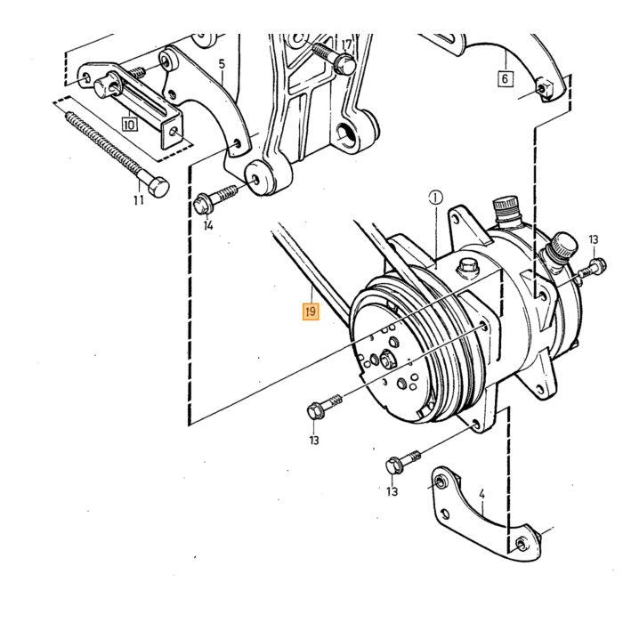 Volvo kilerem vs. rem 940 960 Diesel D24 airconditiondrev Volvo varenummer 978383