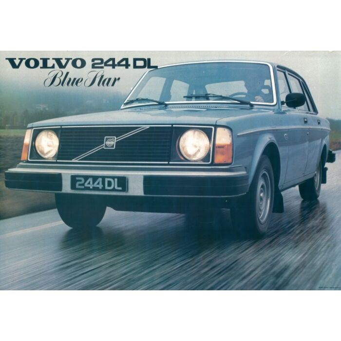 Volvo Poster DL Blue star op autoweg  reproductie Volvo onderdeel nr poster244bluestar