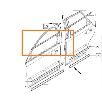 Schraaplijst portierruit V50 S40 links voor (31253000)
