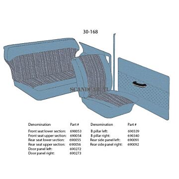 Bekleding PV544 B stijl rechts blauw 1960-1961