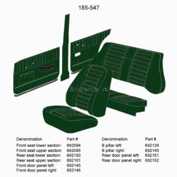 Bekleding Amazon 4D achterbankhoes groen rug 1967-1968 185-547