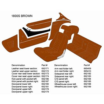 Bekleding 1800S wielkast Links+rechts incl 692189achter bruin