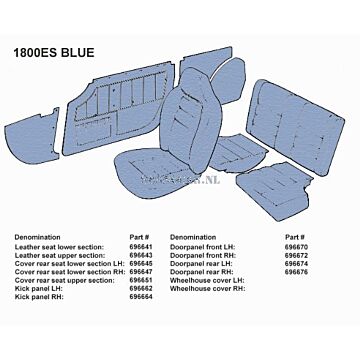 Bekleding P1800ES achterbank rechter deel blauw