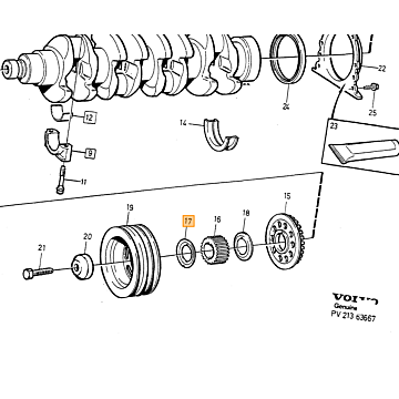 Krukas tandwiel 1985 voor distributieriem 240+940+740+760 B19+B21+B200+B230+B23 ronde tanding