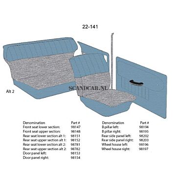 Bekleding PV544 achterbank hoes rug blauw vinyl-stof 22-141 (type 2)