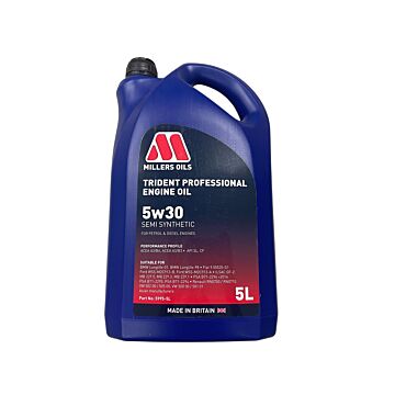 Millers olie 5W30 trident synthetisch 5 liter  D5 motoren 2.4 motoren benzine