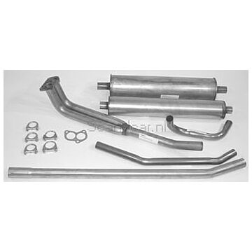 Uitlaatset Duett+P210 1966+ dubbele voorpijp RVS zonder montageset