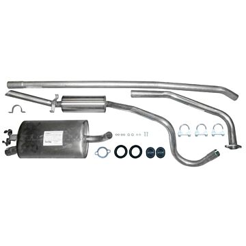 Uitlaatset Amazon kombi/220 RVS 62-66 enkele voorpijp +montageset